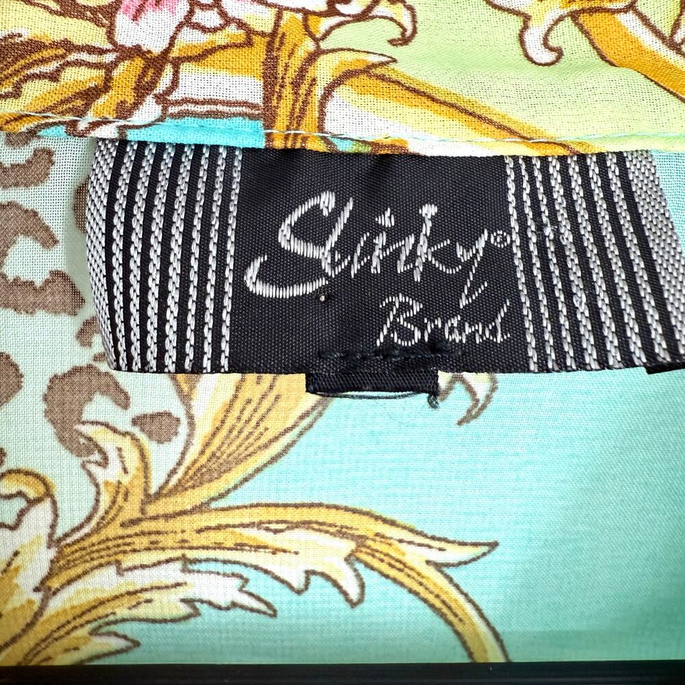 Slinky Brand Sz Large Super Sheer Tropical Floral Long Sleeve Blouse Shirt Top - Picture 2 of 9